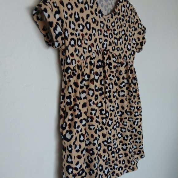 Leopard Print Baby Doll Top With Short Sleeves , Cheetah Top Girls Various NWT - Picture 5 of 16